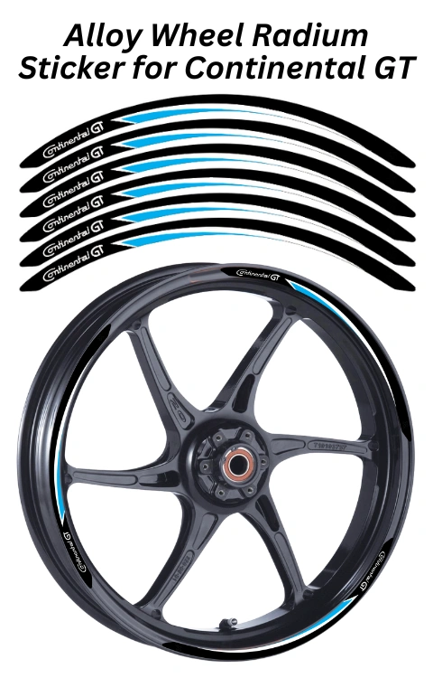 Alloy Wheel Radium Sticker for Continental GT 650 | Made in Premium Radium with FPF (Fade Protection Film), Waterproof, Precut Sticker, Pack Of 12